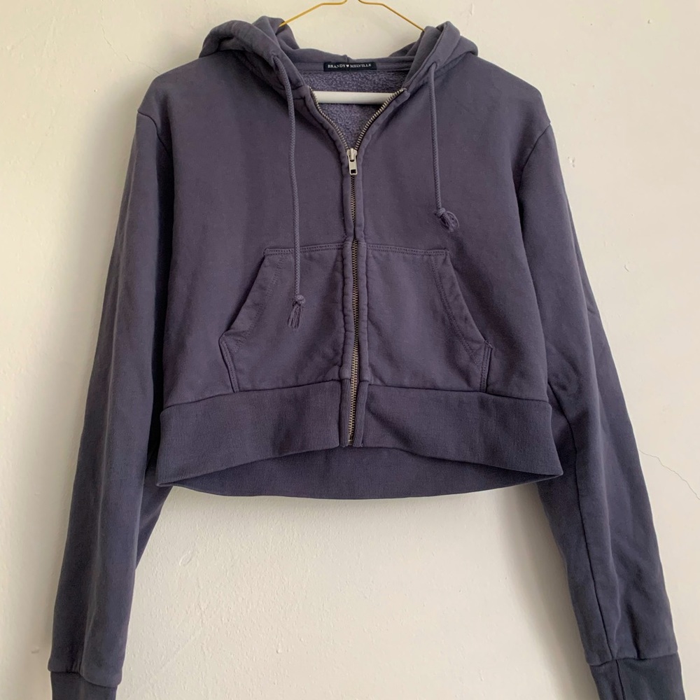Brandy Melville Cropped Zip Up Hoodie